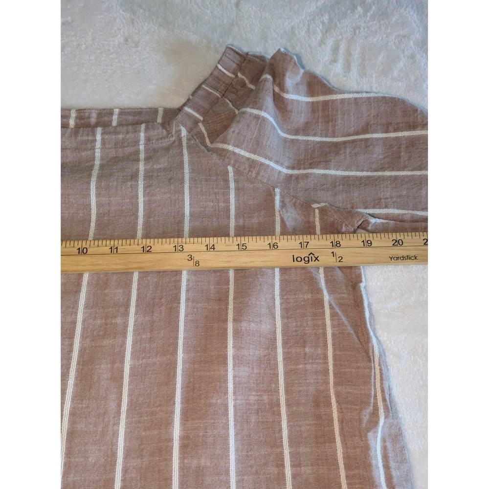 Liz Claiborne Blouse Womens Small Mauve Striped Square Neck Tie Sleeve Top - Picture 4 of 9